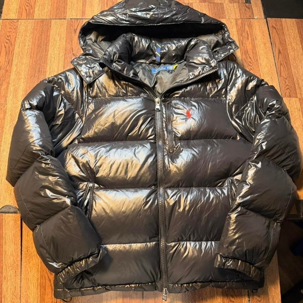 Polo Ralph Lauren Black Gorham Glossed Down Puffer Jacket Medium